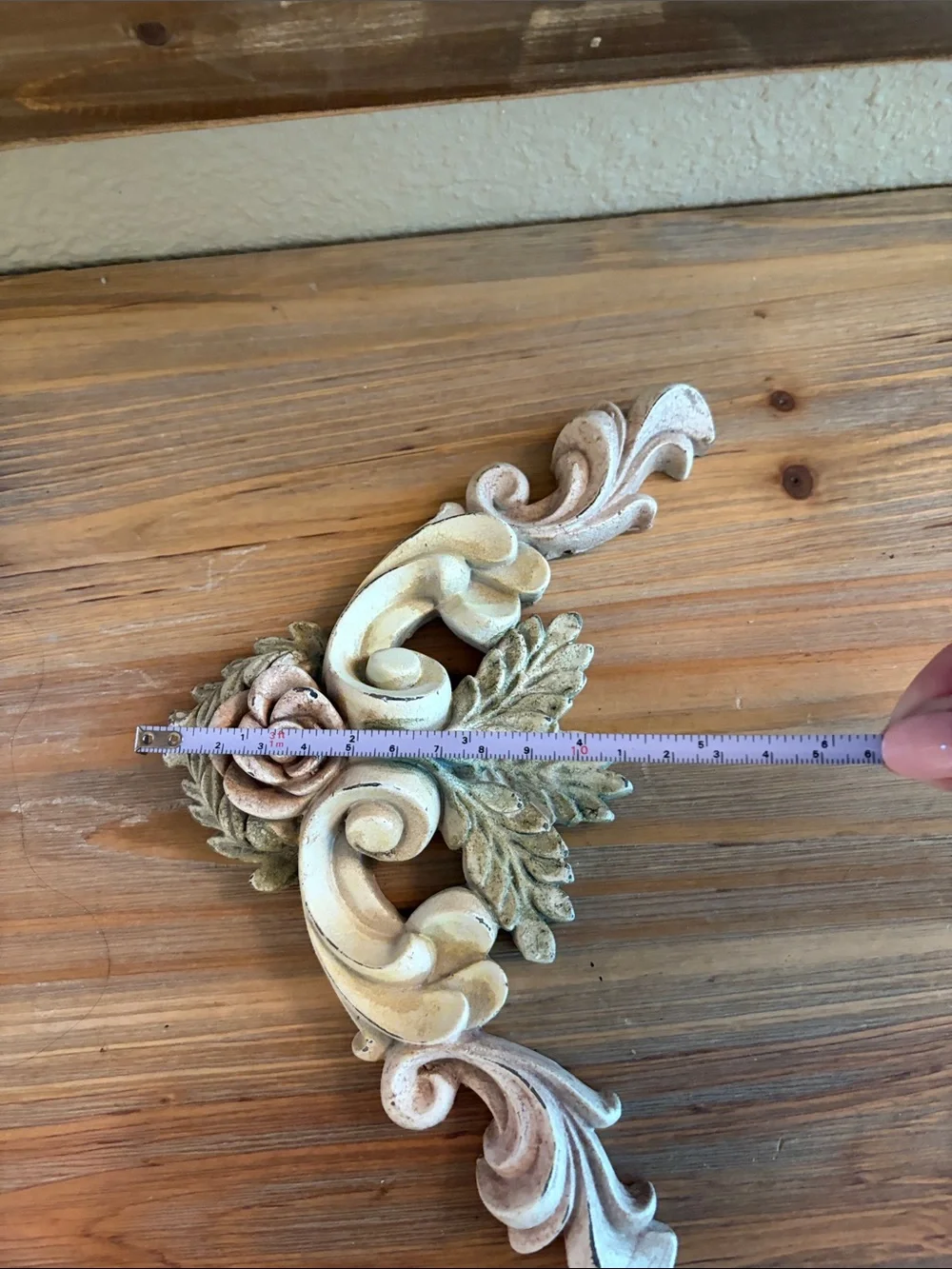 Miniature Ornate Rose Accent Wall Decor - Cream, Pale Pink & Light Green